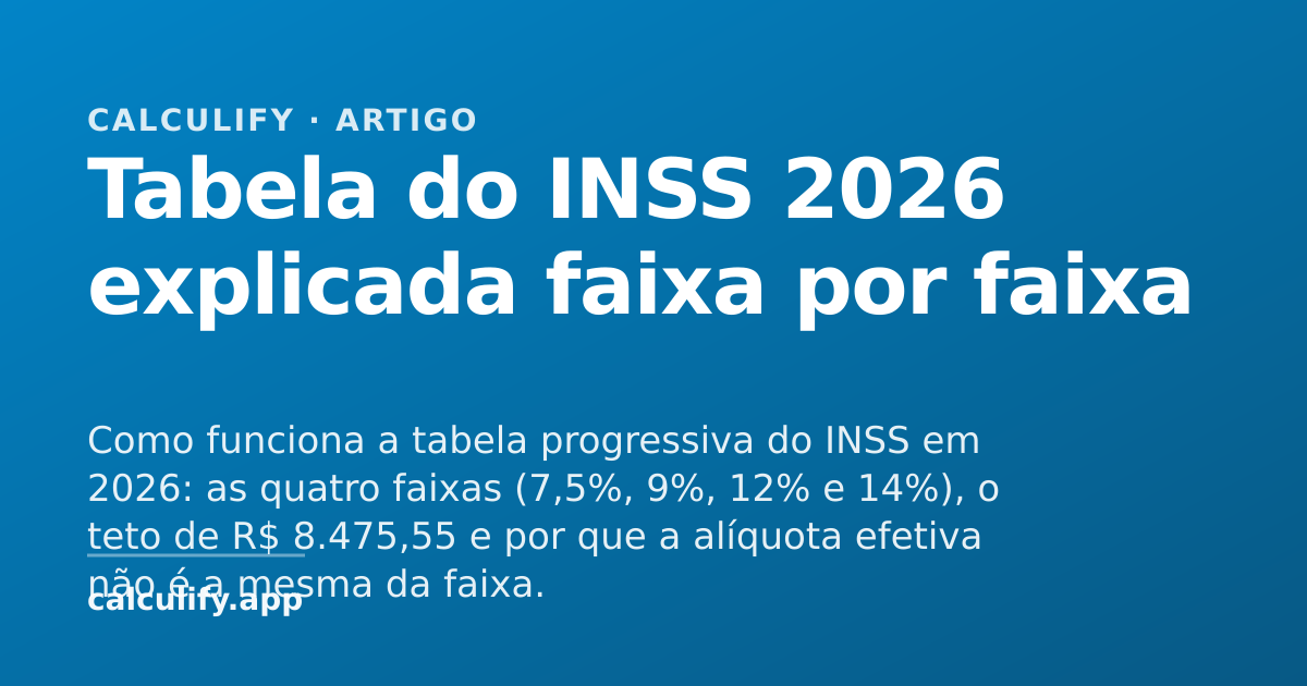 Tabela do INSS 2026 explicada faixa por faixa | Calculify